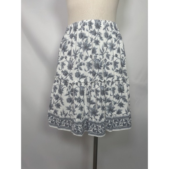 Max Studio Dresses & Skirts - Max Studio Floral Above Knee Mini Skirt Tiered Casual Women's Size S White Blue